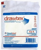 Drawtex advanced wound care hydroconductive dressing with LevaFiber technology 4x4 inch package.