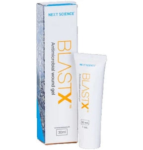 BLASTX antimicrobial wound gel 30ml tube and box for wound care