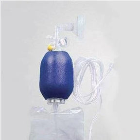 Manual resuscitator bag with clear mask and oxygen tubing for emergency respiratory support