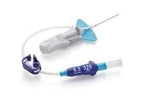 Medical catheter with tubing and needle, sterile home healthcare supply on white background