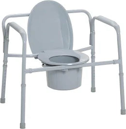 Adjustable medical commode chair with arms and removable pail for home care