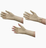 Compression gloves for hand support, beige medical gloves for chronic condition relief