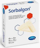 Box of Sorbalgon calcium alginate wound dressings, 4x4 inch, 10 count