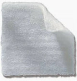 Sterile white medical gauze pad with a textured surface on white background