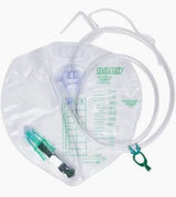 Sterile medical urine drainage bag with attached tubing for home healthcare use
