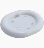 White oval plastic soap dish with drainage holes, ideal for bathroom or medical use