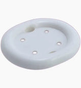 White oval plastic soap dish with drainage holes, ideal for bathroom or medical use