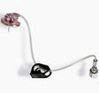 Medical infusion port with attached tubing and access port on a white background