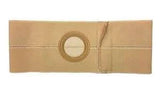 Beige ostomy belt with circular opening for medical support and stoma care