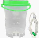 Medical suction canister with green lid and attached tubing for home healthcare supplies