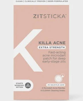 ZitSticka Killa Acne Extra Strength microdart patch box for fast-acting acne care.