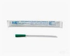 Sterile intermittent catheter with green tip and sealed packaging for home medical use