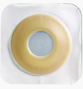 Ostomy barrier ring for medical stoma care on a white background