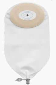 ostomy bag for medical supply, white with adhesive barrier and drainable closure