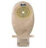 Transparent ostomy bag for medical use, with adhesive barrier and drainable closure