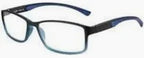 Black rectangular eyeglasses with blue accents, modern prescription glasses for vision care