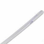 Clear sterile medical catheter tube on white background