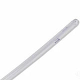 Clear sterile medical catheter tube on white background
