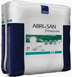 Abena Abri-San Premium incontinence pads pack with eco-friendly symbols
