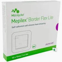 Mepilex Border Flex Lite self-adherent soft silicone foam dressing 10x10cm box
