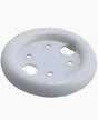 White round medical supply part with multiple holes, used for medical device compatibility