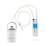 Portable medical suction device with collection canister and tubing, designed for home use