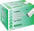 Box of Dynarex conforming stretch gauze bandages, 12 rolls, 4-inch, non-sterile medical supply