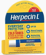 Herpecin L lip balm package for cold sore and chapped lip protection with SPF 30.