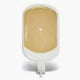 Single beige medical ostomy pouch with white border, isolated on a white background.