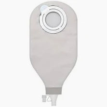 Ostomy pouch with adhesive ring and drainable closure for medical supply needs