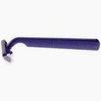 Purple disposable razor with textured handle on a white background