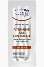 Packet of We Care Vitamins A&D Ointment, diaper rash ointment and skin protectant, 5g
