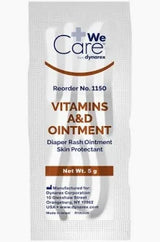 Packet of We Care Vitamins A&D Ointment, diaper rash ointment and skin protectant, 5g