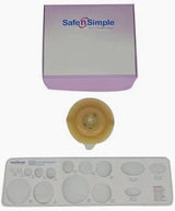 Ostomy barrier ring with sizing guide and Safe n Simple packaging for medical supplies