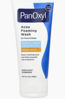 PanOxyl acne foaming wash tube for face and body, maximum strength 5.5 oz