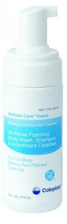 No-rinse foaming body wash and shampoo bottle for personal and perineal skin cleansing