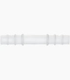 Clear plastic medical tubing connector on white background, home healthcare supply