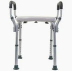 Adjustable shower chair with armrests and non-slip rubber feet for bathroom safety