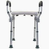 Adjustable shower chair with armrests and non-slip rubber feet for bathroom safety