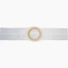 Ostomy belt for medical support, white elastic band with circular opening, home medical supply