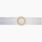Ostomy belt for medical support, white elastic band with circular opening, home medical supply