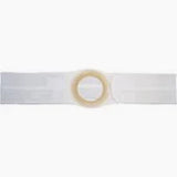 Ostomy belt for medical support, white elastic band with circular opening, home medical supply