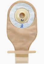 Ostomy bag for medical use, beige color, with adhesive barrier and drainable bottom