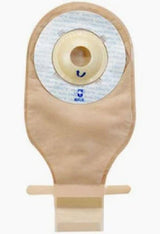 Ostomy bag for medical use, beige color, with adhesive barrier and drainable bottom