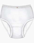 White adult incontinence brief for medical use, front view, high-waisted design