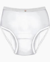White adult incontinence brief for medical use, front view, high-waisted design