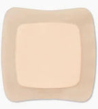Square beige adhesive medical bandage for wound care or sensitive skin protection