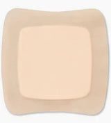 Square beige adhesive medical bandage for wound care or sensitive skin protection