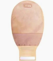 Beige ostomy bag for medical use, isolated on white background