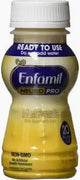 Enfamil NeuroPro ready-to-use infant formula bottle with yellow and purple label.